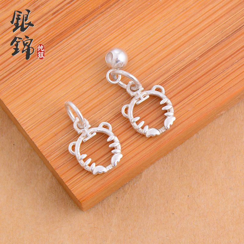925 sterling silver DIY accessories zodiac tiger pendant small pendant red rope braided ring bracelet necklace accessories material