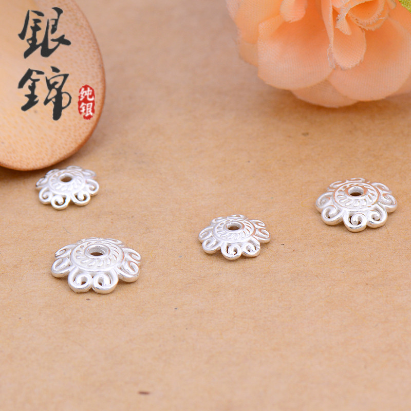 925 Pure Silver Flower wheel Playcap Flowers Hat Septa DIY Accessories Handmade String Beads Woven Handmade Necklace Ornament Material