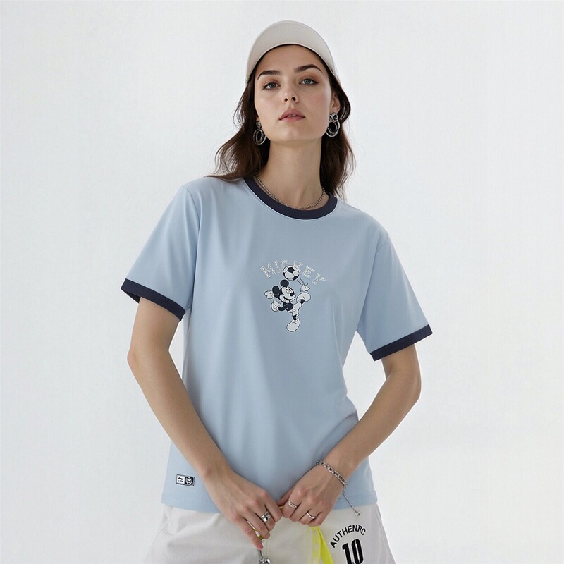 Li Ning Sports T-Shirt Women's 2026 Disney Mickey Collaboration Lightweight Breathable Short-Sleeve Cultural Shirt Ahsw348 Li Ning Sports T-Shirt Women's 2026 Disney Mickey Collaboration Lightweight Breathable Short-Sleeve Cultural Shirt Ahsw348