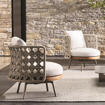 Outdoor Sofa Patio Solid Wood Balcony Casual Nordic Teak Wood Villa Rain Protection Sunscreen choreography three-piece kit