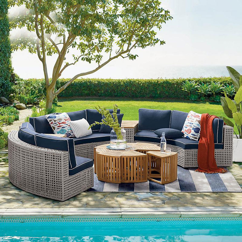 Outdoor Sofa Rattan rattan Courtyard Round Rattan Garden Villa Waterproof Sunscreen Splicing Arc Combined Open-air Furniture