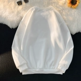 2025 осень и зима в стиле Харадзюку, национальный тренд, оверсайз, простой однотонный цвет, плюс бархатный пуловер в стиле пары, с круглым вырезом, из плотного хлопка, футболка