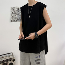 Hong Kong style ins summer tide bottoming shirt loose sports vest sleeveless t-shirt male Korean version short-sleeved outer wear solid color top