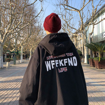 2021 Hong Kong wind spring chic new men hooded coat clothes Korean trend loose tooling jacket students
