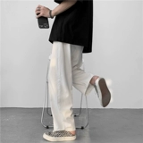 Японские брендовые белые джинсовые штаны для отдыха, высокая талия, свободный прямой крой