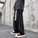 Ретро плетеные джинсы в стиле хип-хоп, штаны-клёш, на шнурках, свободный прямой крой