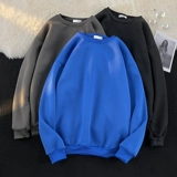 2025 осень и зима в стиле Харадзюку, национальный тренд, оверсайз, простой однотонный цвет, плюс бархатный пуловер в стиле пары, с круглым вырезом, из плотного хлопка, футболка