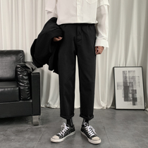 Spring pants mens casual loose straight pants mens trend nine-point pants mens 9 points all-match tide brand pendant small trousers