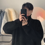 Японский зимний трикотажный бархатный свитер подходит для мужчин и женщин, оверсайз, 2024 года