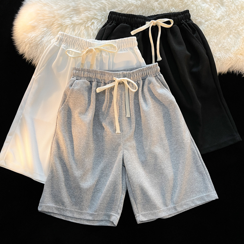 Solid Color Simple Shorts Men's Trendy Brand 2026 Summer Loose Outdoor Beach Casual Trendy Sports Knee-Length Shorts