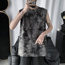 2022 summer tie-dye fitness sports sleeveless t-shirt mens sports loose sympathetic shirt youth clothes vest mens tide brand