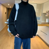 Зимний цветной трикотажный базовый приятный телу шерстяной свитер подходит для мужчин и женщин, свободный крой