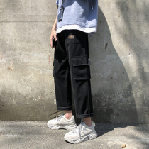 Spring and summer loose pants mens casual pants overalls Hong Kong style trend all-match trousers student Hong Kong style straight men