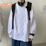 Брендовый хлопковый лонгслив, базовая приятная телу футболка для школьников и студентов, в корейском стиле