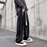 Ретро плетеные джинсы в стиле хип-хоп, штаны-клёш, на шнурках, свободный прямой крой