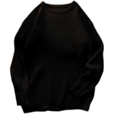 Однотонный свитер, трендовая куртка, брендовая трикотажная демисезонная утепленный лонгслив для влюбленных, увеличенная толщина