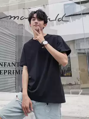 ins Super fire T-shirt men summer 2021 new student ulzzang cotton short sleeve solid color half sleeve shirt trend
