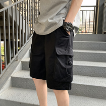 Summer net red ins Korean version pocket wide-leg shorts mens retro wild teenage five-point harem casual pants