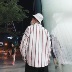 Ins siêu lửa sọc dọc áo nam mùa hè gió gió phong cách Harajuku bf áo sơ mi nam dài tay Hàn Quốc xu hướng hoang dã áo sơ mi trắng tay ngắn Áo