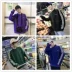 Áo len hàn quốc đại học ulzzang áo len thể thao màu tím nam Phiên bản Hàn Quốc của xu hướng áo khoác đôi bf phong cách Harajuku áo thun nam Áo khoác đôi