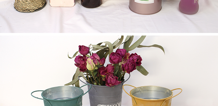 Cắm hoa kết hợp bình hoa kim loại thùng Bắc Âu in retro gió cũ cắm hoa thùng hoa giỏ giấy - Vase / Bồn hoa & Kệ chậu hoa ban công