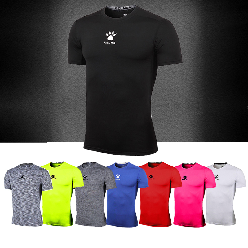 KELME Karmi High Play Sports Tight Fit Man Short Sleeve Pure Color Running Training Speed Dry Elastic T-shirt Fitness Clothing