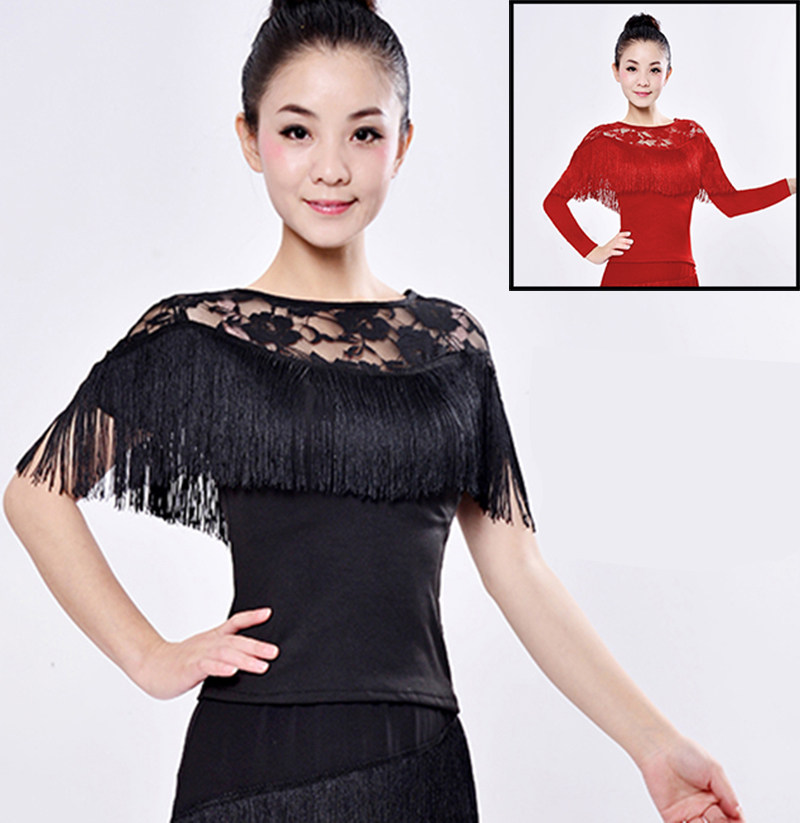 Giteba Dance Clothes New Latin Dance Super Super Lace Sexy Fashion Dance Tops Bat Lifted