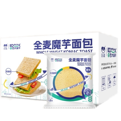 500g*2箱【巨诺】全麦魔芋面包