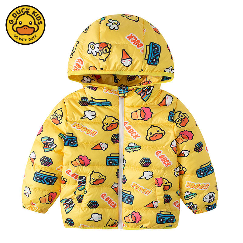 Small yellow duck G DUCK Children's down clothes girl light and thin gold Pie Jacket Boy Winter Short baby jacket