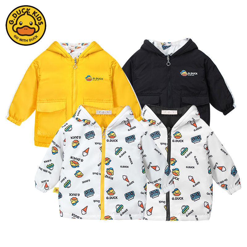 Small yellow duck G Duck children's down clothes with two sides wearing winter clothing new men and women full print jacket children's clothing