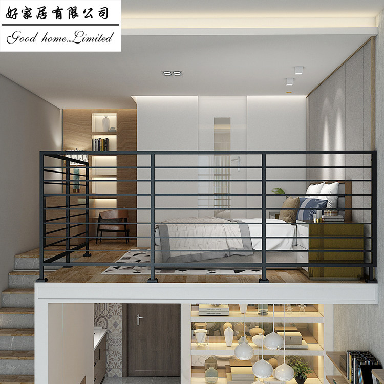 Light luxury Nordic wrought iron balcony parapet indoor home bay window railing loft decoration staircase handrail simple modern