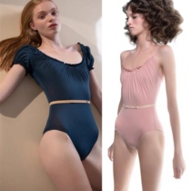(In stock) JAC ballet bodysuit Maiden pleated suspenders puff sleeves multi-color