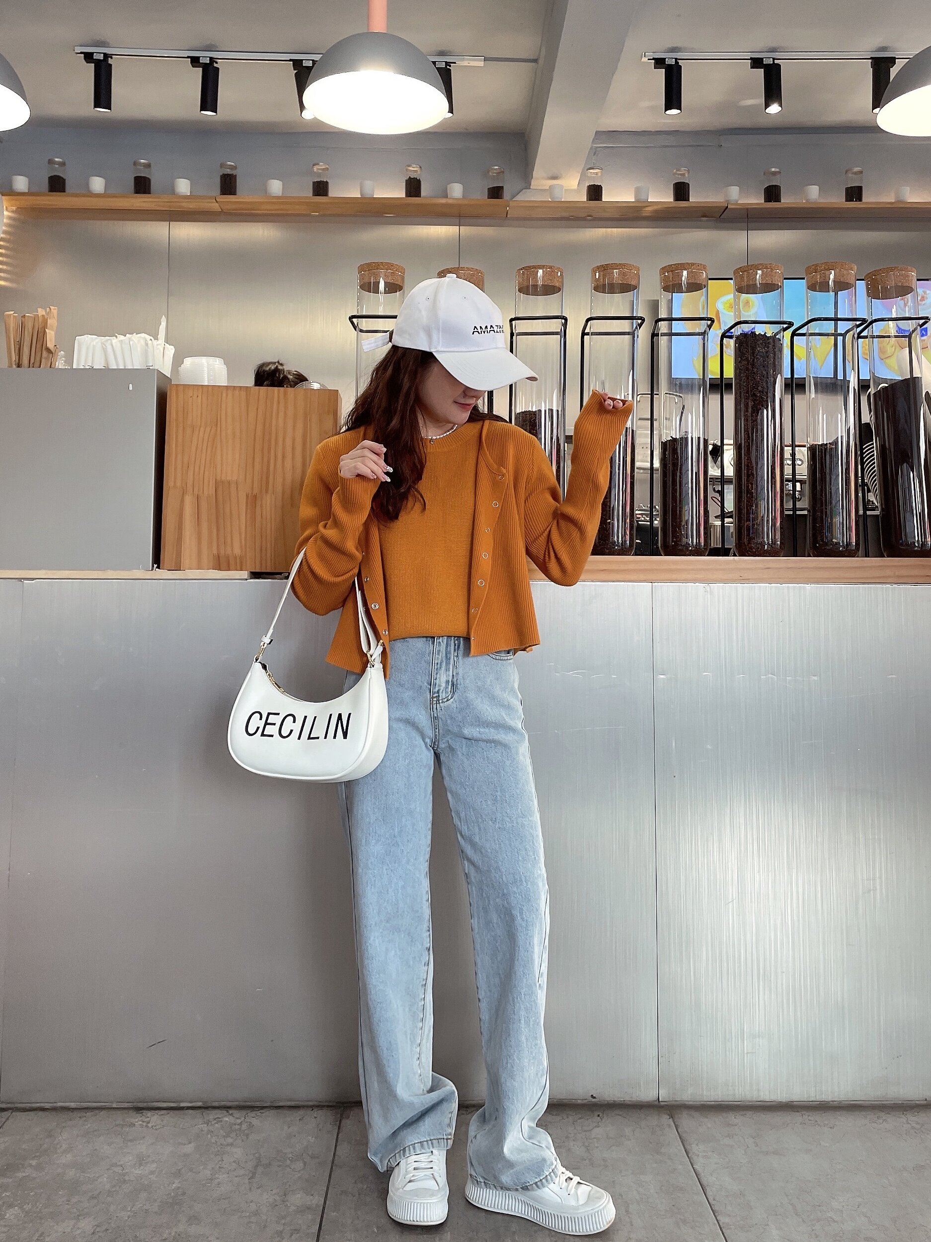 145 Small Spring Light Blue Washed Jeans Wide Leg Pants Straight High Waist Drooping Mopping Pants