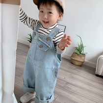 Baby Soft Denim Strap Spring Autumn Dress 2021 Children New Products Joker foreign style pants