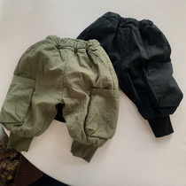 Tide childrens clothing ~ Korean velvet pants winter boys and girls casual warm pants baby children wear overalls