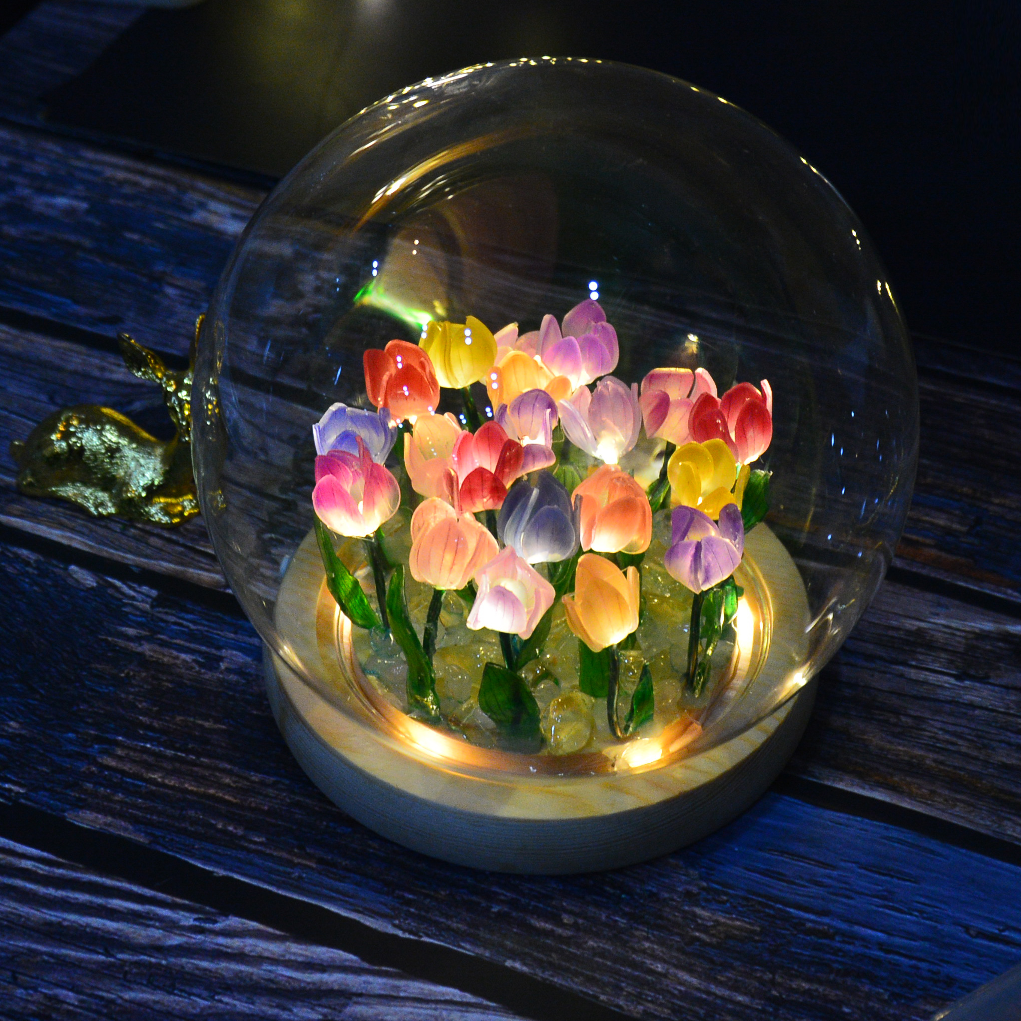 Tulip night light led simulation bouquet diy material package Tanabata gift for girlfriend romantic bedside table lamp