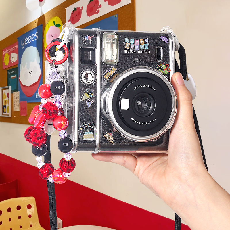 Suitable for Fujifilm Instax Mini 40 Protective Case, Instax Mini 40 Camera Protective Cover, Instax Accessories, Camera Accessories Including Stickers, Lanyard, Strap, Crystal Case, Transparent Case