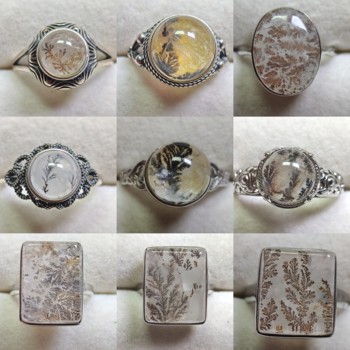 S925 sterling silver inlaid with natural crystal small tree ring ring one thing one picture ring mouth adjustable 50