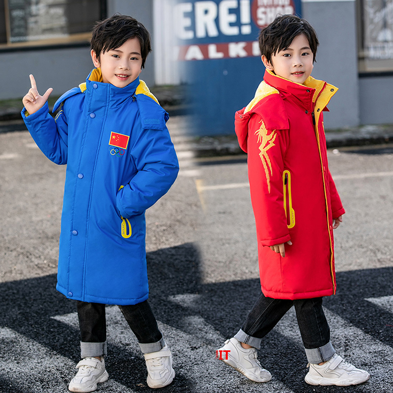 Chinese national team sports winter training cotton coat for men and women long version of the body, children's swimming dance training jacket plus suede