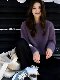 Korean-Style Outfit: a Complete Winter Set for Petite Figures, Featuring a Lazy yet Stylish Look, Slimming Purple Knitted Sweater, and Wide-Leg Pants Set