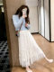 2026 super popular early spring complete set of ootd outfits with temperament and versatile light blue short sweater and skirt suit