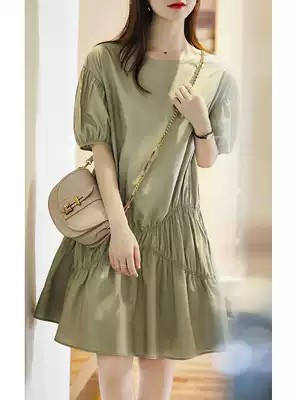 Design sense pleated literary three-dimensional bubble sleeve cake doll skirt big profile dress women MGQZ41613