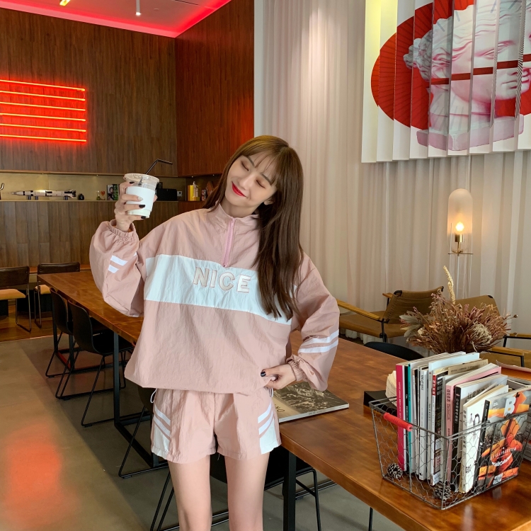 VK旗艦店 韓系薄款立領防曬運動風套裝長袖褲裝