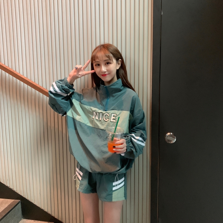 VK旗艦店 韓系薄款立領防曬衣運動風套裝長袖褲裝