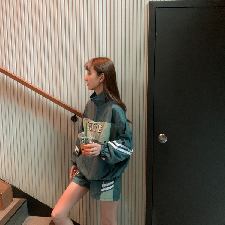 VK旗艦店 韓系薄款立領防曬衣運動風套裝長袖褲裝