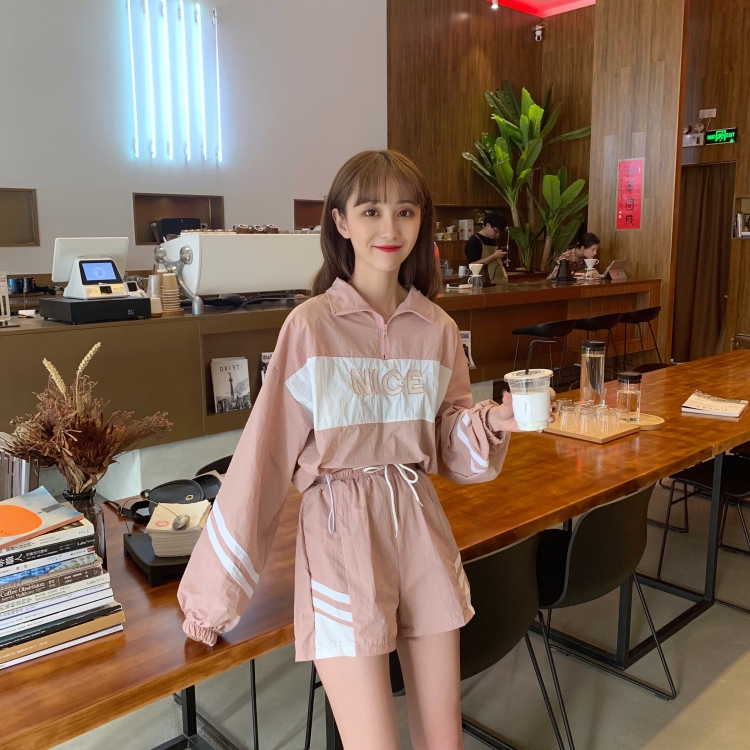 VK旗艦店 韓系薄款立領防曬衣運動風套裝長袖褲裝