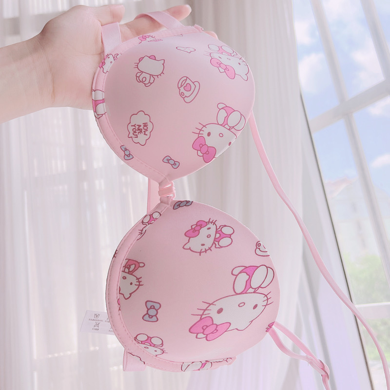 Hello Kitty! Japanese-Style Strapless Bra for Girls, Anti-Slip, Small Chest Gathering Bra, Cute and Sweet Hello Kitty! Japanese-Style Strapless Bra for Girls, Anti-Slip, Small Chest Gathering Bra, Cute and Sweet