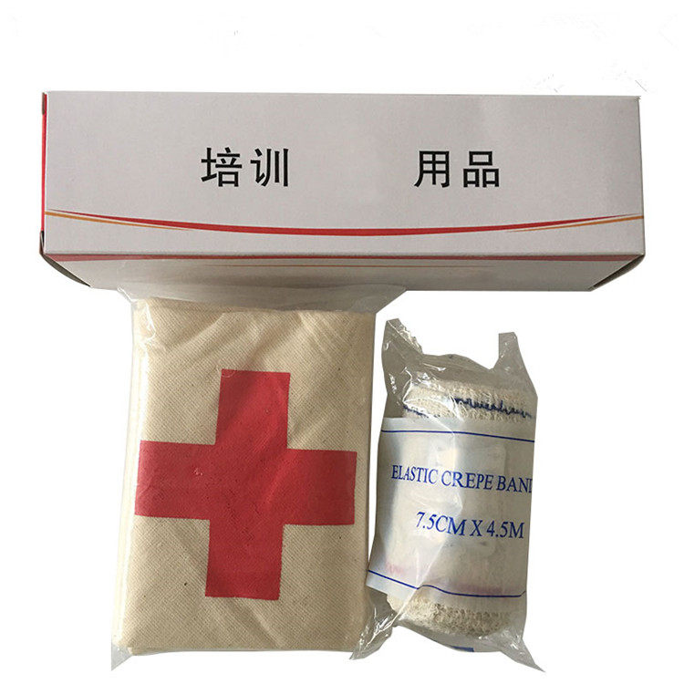 Teaching training first aid triangle towel cotton outdoor bandage red cross training triangle towel bandage set box