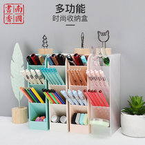 Manufacturer direct sales transparent containing pen holder office plastic gift pen holder multifunctional containing box table top