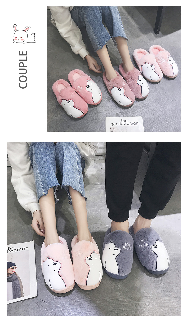 Dép cotton nam mùa đông mới dễ thương phim hoạt hình giày nhà trong nhà ấm áp đôi dép bông lông tháng các loại dép nam